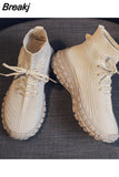 Women Footwear Black Athletic Ladies Shoes Sneakers Sports Lace Up High Top New Arrival 2023 with Free Shipping In Summer
