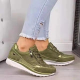 Sneakers Women Solid Color Lace-up Versatile Platform Shoes Fashion Plus Size Vulcanize Shoes Zapatos De Mujer