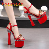 Decoration Buckle Strap Women Shoes New Chunky Heel Sandals Summer Platform High Heels Nightclub Party Pole Dance