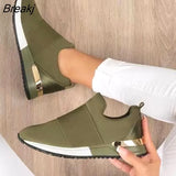 Women Shoes Breathable Mesh Fashion Casual Sports Running Shoes Ladies Slip-On Solid Color Sneakers Vulcanize