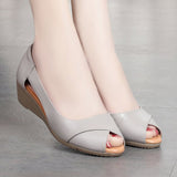 Sandals Women Wedges Sandals Pumps Ankle Buckle Open Toe Fish Mouth Med Summer Women Shoes Fashion Wedges