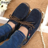 Newest Women Sewing Leather Suede Platform Sneakers Women Shoes Ladies Casual Lace Up Flats Creepers Moccasins Woman