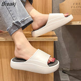 Fashion Couple Slippers 4CM Thick Platform Slippers Men Beach Comfortable Soft Bottom Non-slip Color Women Slides