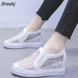 Comfortable Women's Loafers Lace Slip on Walking Shoes White Sneakers Casual Footwear Ballet Flats Platform Breathable