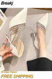 Women 2023 New Autumn Pumps Evening Party High Heels Ladies Pointed Toe Nude Leather Black Suede Gold Patent Leather
