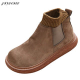 Socks Plus Velvet Warm Womens Short Boots Mori Girl Retro Literary Big Head Doll Shoes Thick-Soled Increase Ankle