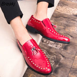 size leather shoes 38-46 punk style rivet point with a foot pedal bean shoes bright leather