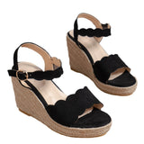 5-9cm Sandalias Mujer Ankle Strap Sandals, Sapatos Mulher Wedge Heels for Women with Closed Toe Wedge