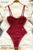 Lace Bodysuit Women Fashion See Through Mesh Jumpsuit 2023 Summer Adjustable Spaghetti Strap Sleeveless Hollow Out Body