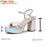 Heeled Women Sandals 2023 New Fashion European Style Sexy Women Shoes Summer Straight Buckle Colorful Platform