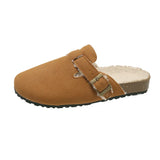Breakj Plus Velvet Birken Shoes Women 2025 Autumn And Winter New Lazy Bag Head Half Slippers Fashion Wearing Wool Cotton