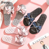 New Summer Fashion Women Indoor Slippers Butterfly-knot Light Flats Open Toe Home Slides Causal Comfortable