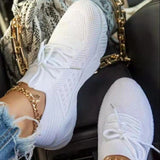 Breakj Sneakers Women's Shoes Single Shoes Spring New Thick-Soled Solid Color Tie With Flying Knitted Old Dad