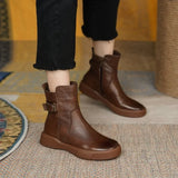 New Women's Boots Autumn Retro Brown Ladies British Style Flat Casual Ankle Boots Botas Mujer Female Platform Short