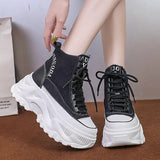 Pink Chunky Platform Motorcycle Boots Women Thick Bottom Lace Up Ankle Botas Mujer Autumn Winter 2023 Vulcanized