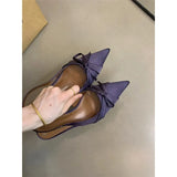 Breakj High-Heeled Women's Shoes 2025 Spring And Autumn New French Temperament Elegant Bow Tip Light-Mouthed Fine