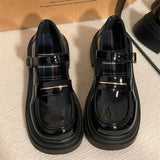 Style Chunky Platform Pumps Women 2024 Spring Round Toe Patent Leather Lolita Shoes Woman College style Uniform