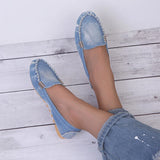 Women's Casual Shoes 2024 Spring and Autumn Flat Loafers Women's Shoes Fashion Non-slip Soft Denim Flat Shoes Zapatos De