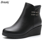 2023 Genuine Leather Warm Winter Boots Shoes Women Ankle Boots Female Wedges Boots Women Boot Platform