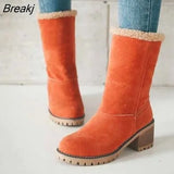 Women Fur Warm Snow Boots Ladies Warm Wool Booties Ankle Boot Comfortable Shoes Plus Size 35-43 Casual Women Mid