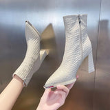 Shoes for Women Sexy Female Ankle Boots Biker Booties Pointed Toe Footwear White Free Shipping Promotion Boot Goth