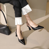 Women High Heels Solid Color Sandals Personality Pointed Toe Stiletto High Heels Simple and Versatile Catwalk Women's