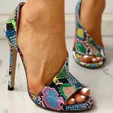 Women Pumps New Shoes Sexy High Heels Ladies Party Stiletto & Enlargers Female Silver Wedding Snake Print Heels Zapatos