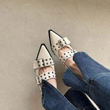 Woman 2024 Trend Women Chunky Sandals Summer Shoes Fashion Mid Heels Pointed Toe Party Shoes Brand Casual