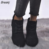 Autumn Boots Women Camel Black Ankle Boots for Women Leopard Print Thick Heel Slip on Ladies Shoes Boots Bota