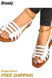Women Sandals Woman Summer Hollow Out Roman Shoes 2023 Women's Gladiator Open Toe Beach Flats Ladies Footwear Plus Size