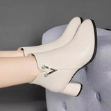 Women Ankle Boots 2024 New Black Round Toe Block Heel Zipper Booties Fashion Rhinestone Warm Plush Snow Boots Botas