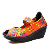 New Wedge Platform Weave Sandals Fashion Peep Toe Comforty Breathable Mom Shoes Female Casual Thick Bottom Sandalias