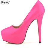 Women High Heels Pumps 14cm Round Toe Stilettos Talon Femme Sexy Ladies Red Wedding Shoes Black Platform