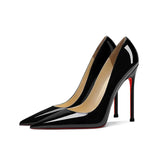 Breakj 2025 New High Heels Femininity Black Niche Design Temperament Patent Leather Black Single Shoe Fine