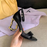 Heels Luxury Sandals For Women Shiny Sequins Denim Gladiator Sandals Genuine Leather Dance Party Wedding Shoes Summer