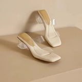 Summer Soft Platform Sandals for Women Fashion Transparent Pvc High Heel Sandalias Mujer New Clear Square Heels