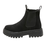 2023 New Suede Black Women's Ankle Boots Platform Shoes Casual Chelsea Boots Fashion Motorcycle Fashion Short Botas