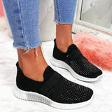 Women 2023Summer Fly Weave Rhinestone Flats Shoes Women Fashion Plus Size Sneakers Women Platform Casual Sport