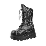 Breakj 2025 New Martin Boots Goth Slope And Thick Bottom Spider Web Short Boots Women's Size