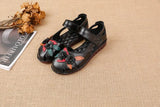 Head Layer Cowhide Cow Tendon Bottom Mother Shoes Flat Sandals Hole Hole Anti-Slip Soft Bottom Soft Surface National