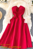 Elegant Women Dress Stars See Through Mesh Long Sleeve Patchwork Square Collar High Waist Sexy Evening Party Dress