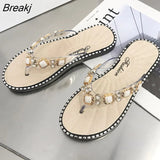 Woman Spring Summer 2023 Thong Flat Flip Flops Rhinestone Fashion Comfortable Opened Toe Luxury Sandals Women