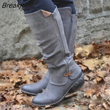 Women Boots Winter Western Punk Boots Winter Warm Shoes Side Zipper Cowboy Boots Ladies