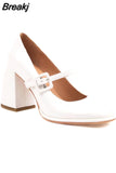 Heeled Mary Jean Pumps 2023 New Fashion Korean Style Sweet Cute Women Pumps Spring Summer Buckle Strap Element