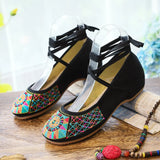 Breakj Lace Dance Shoes Beef Tendon Embroidered Summer Sandals Single Shoes