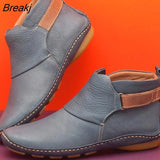 New Women Natrual Leather Casual Ankle Boots Comfortable Quality Soft Handmade Flat Shoe Blue Black Work Boots