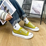 Women's Canvas Shoes 2024 Spring Lace Up Round Toe Causal Flat Shoes Student Sneakers Girls Skateboard Vulcanized Tennis