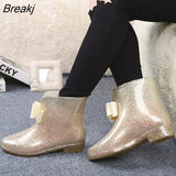 Boots Camellia Rain Boots Non-slip Water Shoes Fashion Rubber Shoes Short Tube Water Boots Cute Women's Boots Women