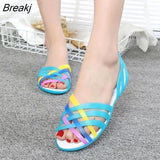 New Fashion Women Comfortable Sandals Summer New Candy Color Women Cute Shoes Peep Toe Outdoor Beach Shoes Woman