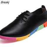 Breathable Genuine Leather Flats Shoes Woman Sneakers Tenis Feminino Nurse Peas Flats Shoes Plus Size Women